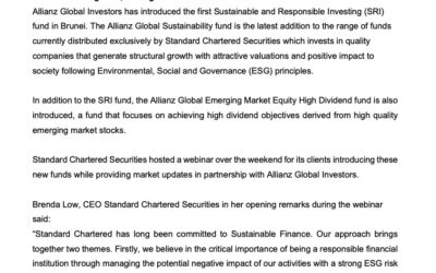 Press release – Standard Chartered Securities introduces first Sustainable and Responsible Investing fund in Brunei