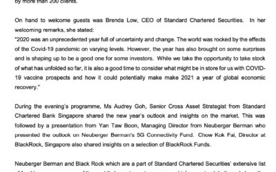 SCB – 16 Jan 2021 -Standard Chartered brings Market Outlook to Valued clients