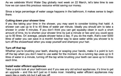 SCB – 18 March – Save water save money