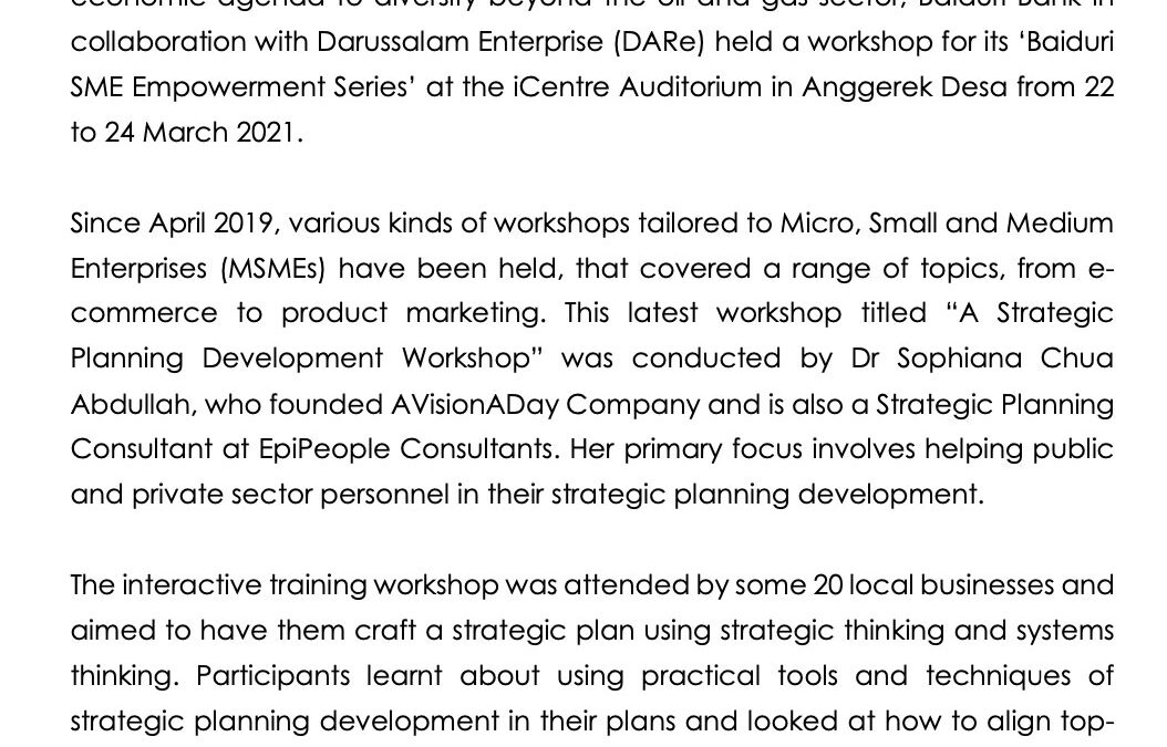 BBB 26032021 BAIDURI BANK CONTINUES ITS SME EMPOWERMENT SERIES WITH DARE