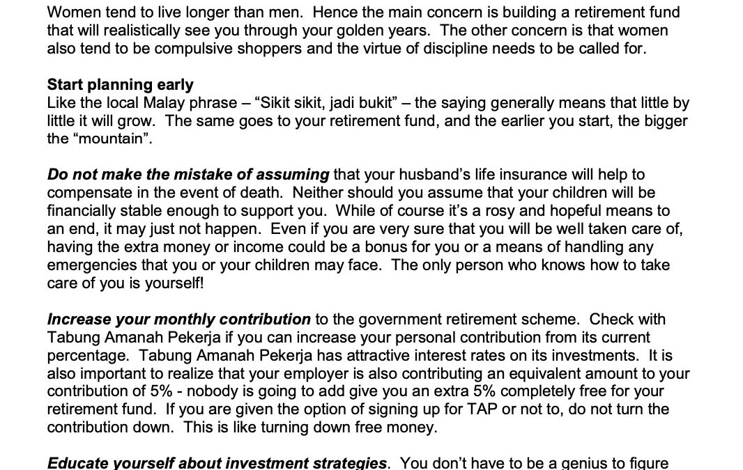 SCB – 4 March – Women and Money