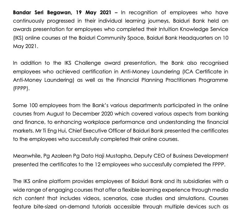 BBB – IKS AWARDS TO EMPLOYEES_BB