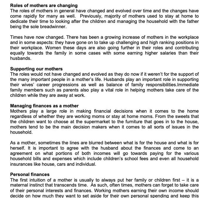 MONEY MATTER$ – FINANCES FOR MOTHERS – SCB