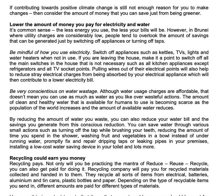 MONEY MATTER$ – ECOSAVING – PAYOFF OF GOING GREEN – SCB  3 June 2021