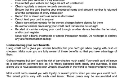 MONEY MATTER$ – MANAGING YOUR CREDIT CARDS – SCB 8 JULY 2021
