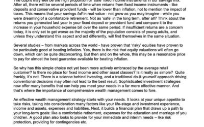 MONEY MATTER$ – IS SAVING ENOUGH –  SCB 26 August 2021