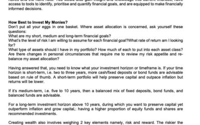 MONEY MATTER$ – HOW TO GROW WEALTH FOR YOUR FUTURE – SCB