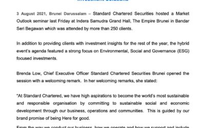 SCB Standard Chartered focuses on Sustainable Investing in Market Outlook