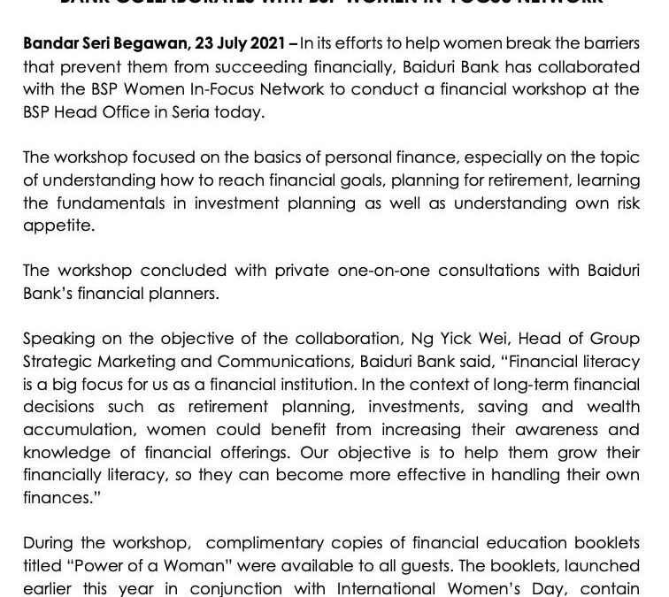 BBB 2302021 WOMEN EMPOWERMENT THROUGH FINANCIAL EDUCATION