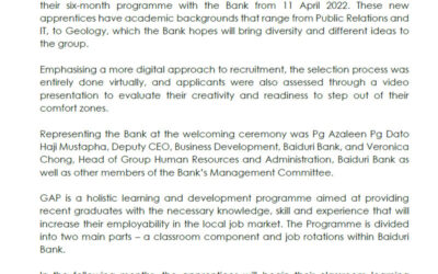 BAIDURI BANK SIGNS 15 APPRENTICES IN SECOND CYCLE OF GRADUATE APPRENTICESHIP PROGRAMME