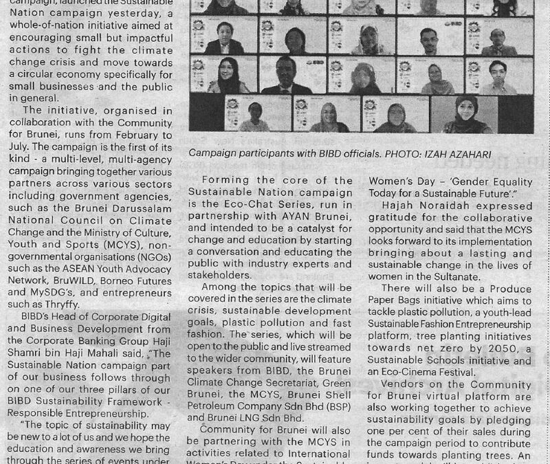 BIBD 19 Feb 2022 – BIBD launched the Sustainable Nation campaign through the SME360 Series