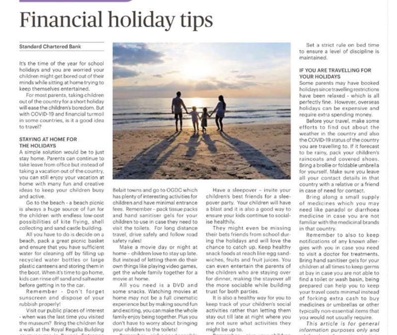 SCB – Money Matter$ – 1 Sep 2022 – Financial Holiday Tips