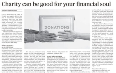 SCB – Money Matter$ 21 July 2022 – Charity can be good for your financial soul