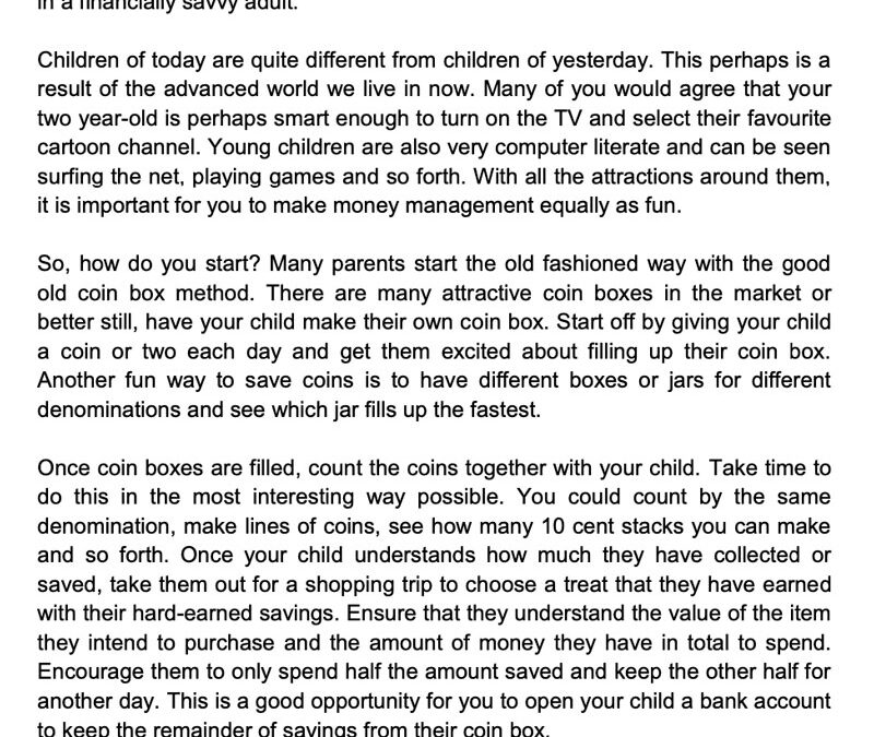 SCB – Money Matter$ 23 June 2022 – Teaching Your Child Money Sense