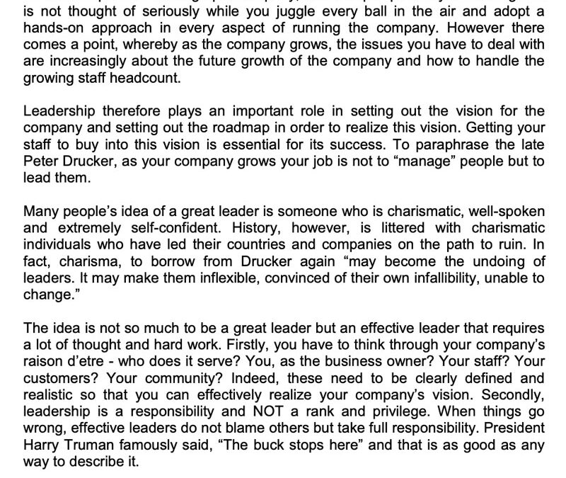 SCB – Money Matter$ 9 June 2022 – Leadership and your company