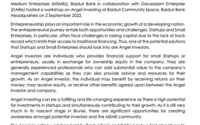 BB 2 Sept 2022 – Joint Press Release – Angel Investing Workshop