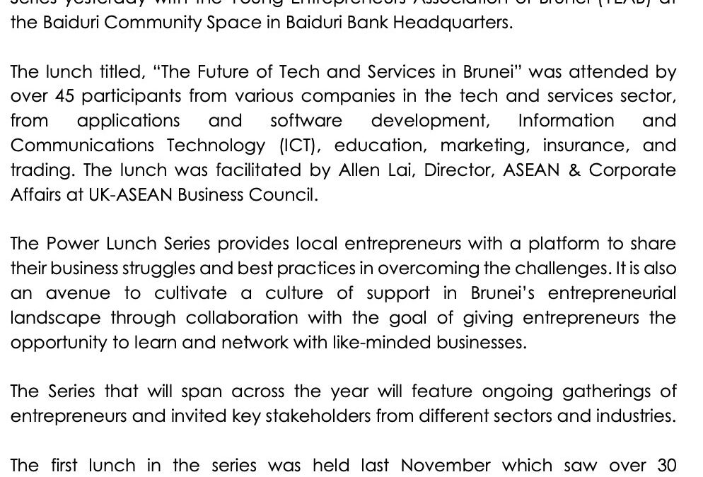 BBB 9 Feb 2023 – Power Lunch Series with Tech and Services Sector