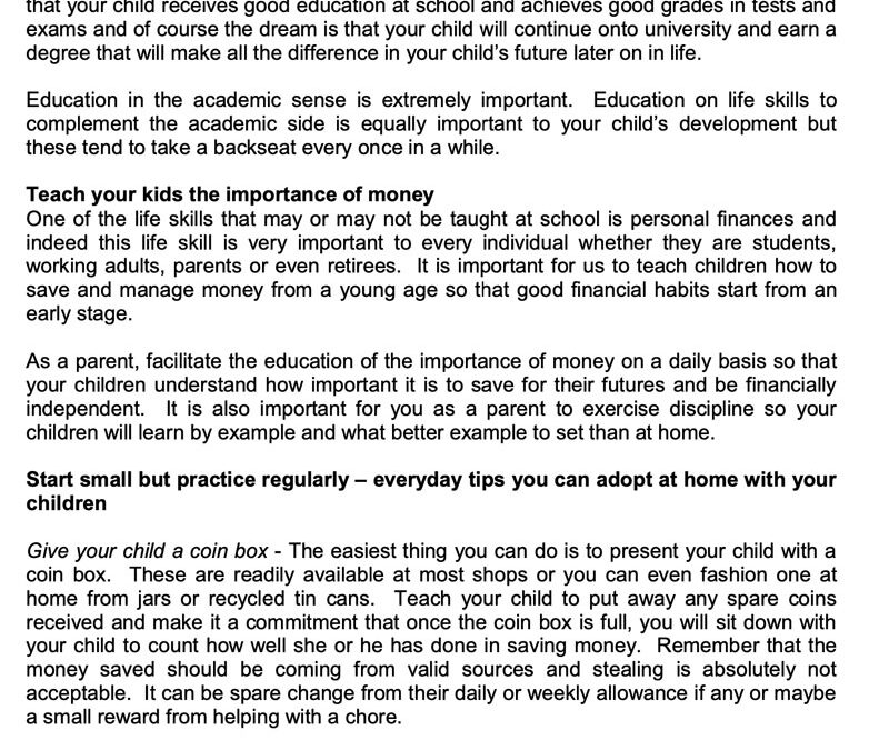 SCB – Money Matter- 26 Jan 2023 – Starting your kids on the right financial path (Part 1)