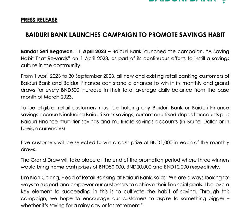 BB 11 Apr 2023 – Baiduri Bank launches campaign to promote savings habit
