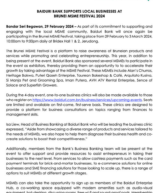 BBB 29 Feb’24 – Brunei MSME Festival 2024