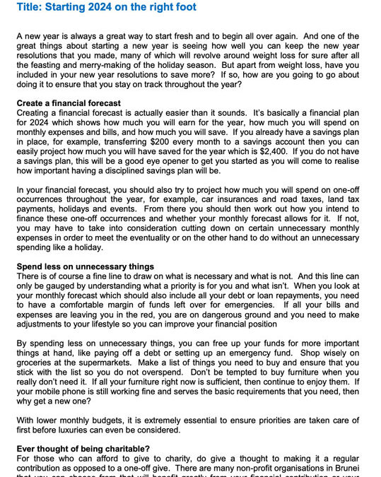 Money Matter$ – 11Jan’24 – Starting 2024 on the right foot