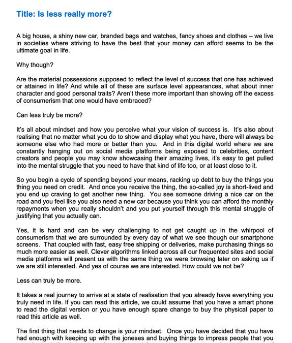 Money Matter$ – 15Feb’24 – Is less really more