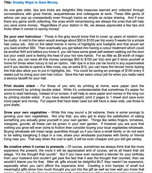 Money Matter$ – 2Nov’23 – Sneaky ways to save money