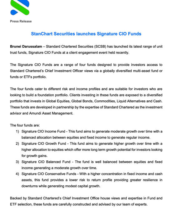 SCB – StanChart Securities launches Signature CIO Funds