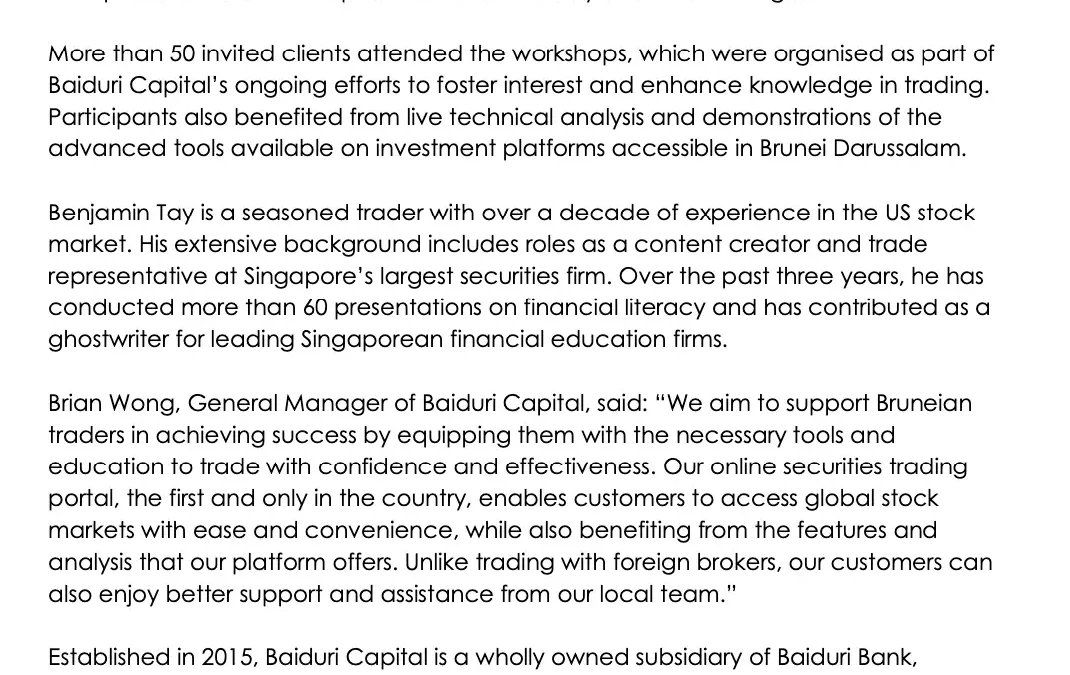 Baiduri Capital – Aug 2024-Securities Trading Workshop
