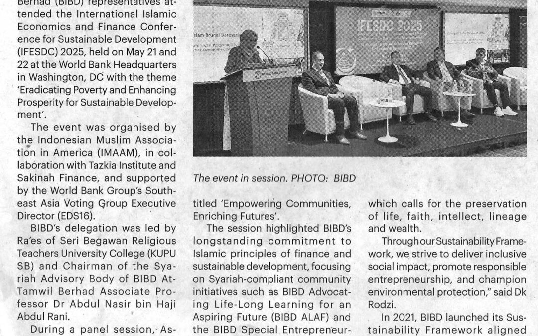 (BB) BIBD 6 June 2025 – Islamic finance for sustainable development