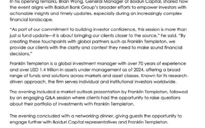 Baiduri 13 May 2025 – BAIDURI CAPITAL HOSTS EXCLUSIVE MARKET OUTLOOK SESSION FOR PRESTIGE CLIENTS