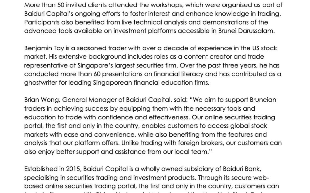 Baiduri Capital – Aug 2024-Securities Trading Workshop