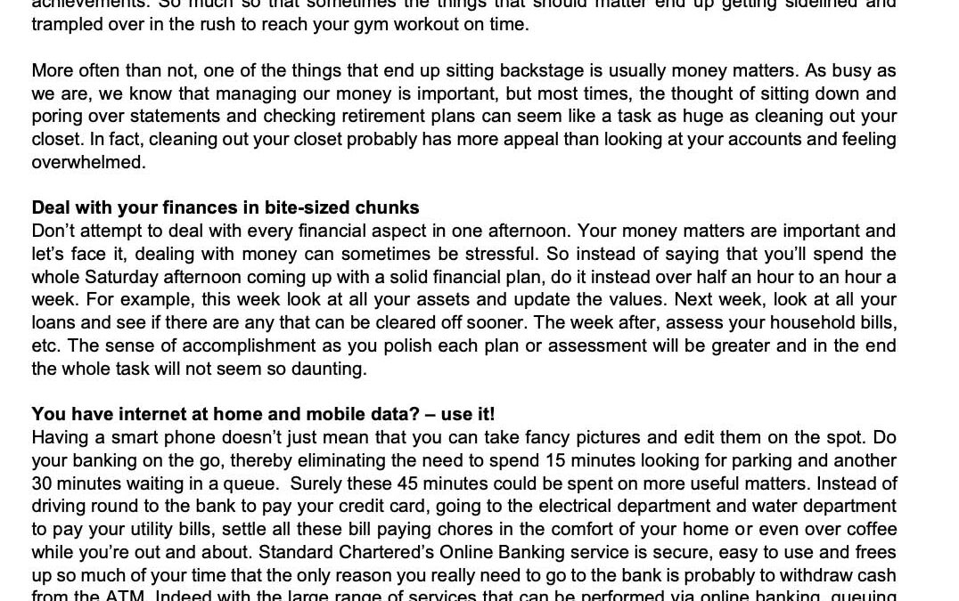 Money Matter$ – 15 May – Too busy to manage your money