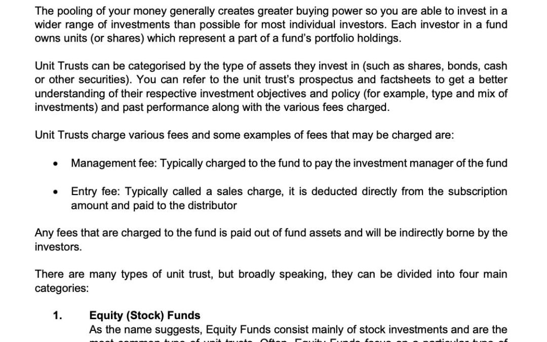 Money Matter$ – 3 July – Understanding Unit Trusts
