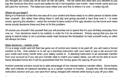 Money Matter$ – 5 June – Getting out of a financial rut
