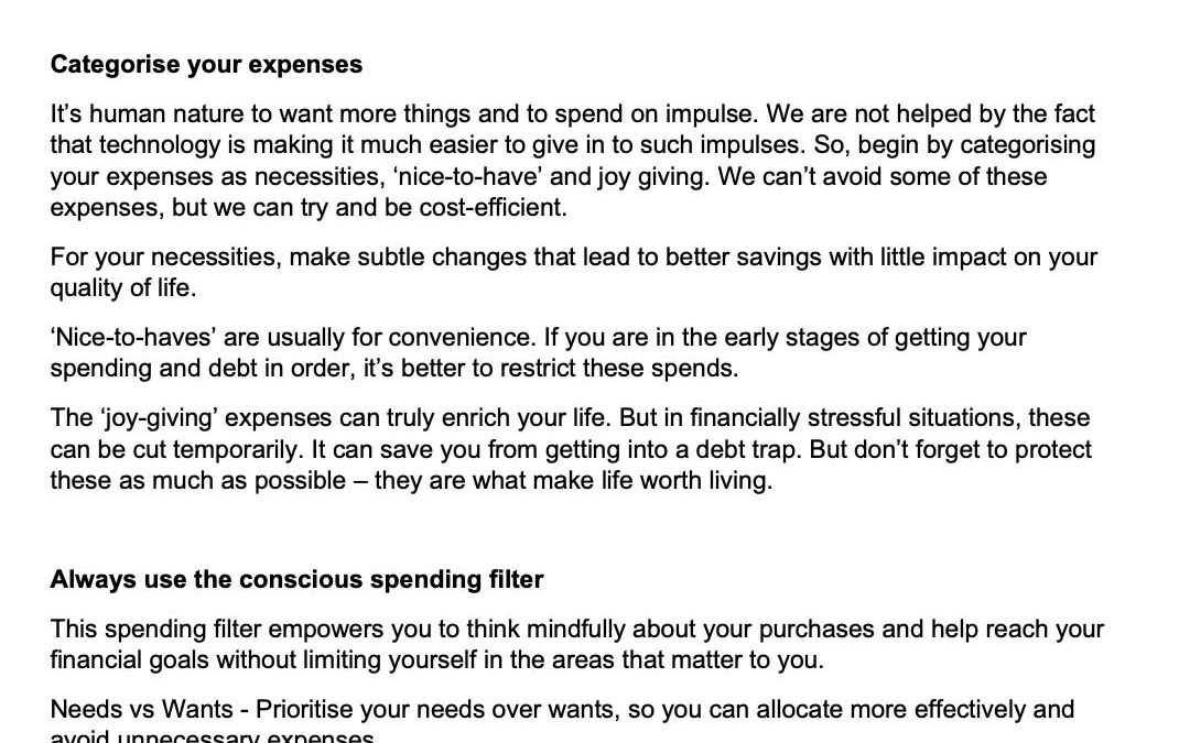 Money Matter$ – 6 Mar – Mindful Spending and concious budgeting