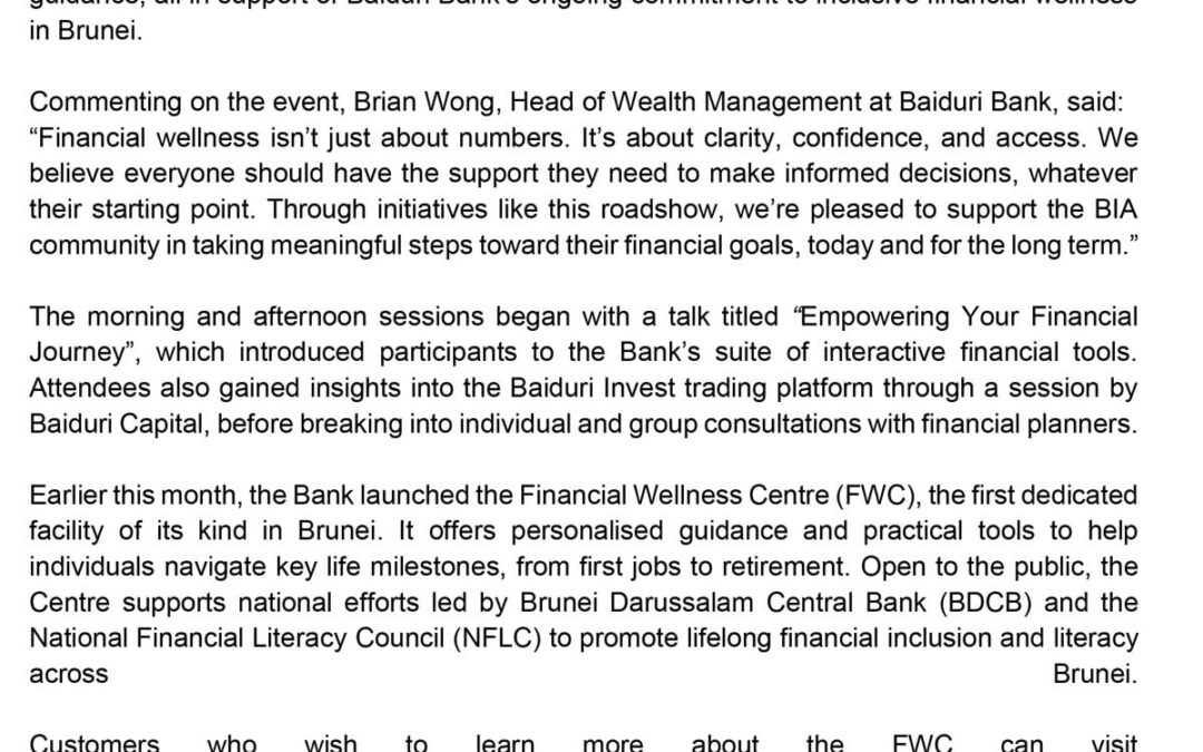 BBB 1 Oct 2025 – BAIDURI BANK HOSTS FINANCIAL WELLNESS ROADSHOW FOR BIA EMPLOYEES