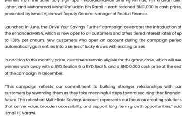 BBB 22 Aug 2025 – BAIDURI FINANCE REWARDS FIRST DRIVE YOUR SAVINGS FURTHER WINNERS
