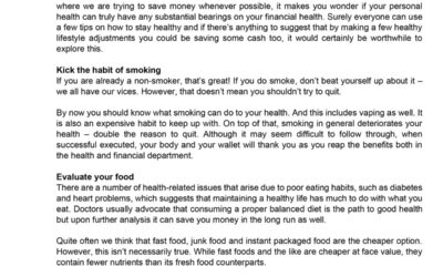 Money Matter$ – 16 Oct – Maintain your health to grow your wealth