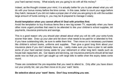 Money Matter$ – 18 Dec – Year end bonus is coming!