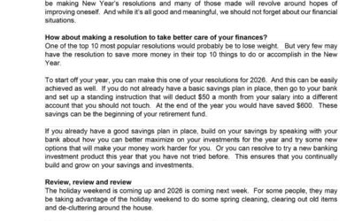 Money Matter$ – 25 Dec – Year end spring cleaning