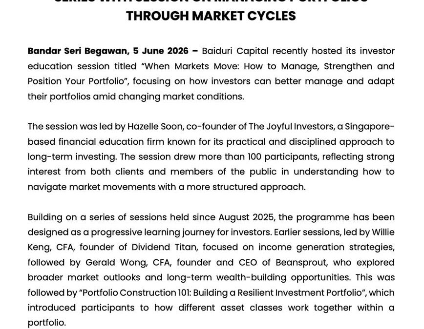BBB 5 June 2026 – BAIDURI CAPITAL ADVANCES INVESTOR EDUCATION SERIES WITH SESSION ON MANAGING PORTFOLIOS THROUGH MARKET CYCLES