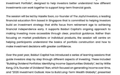 BBB 6 Feb 2026 – BAIDURI CAPITAL HELPS INVESTORS BUILD CONFIDENCE WITH PRACTICAL PORTFOLIO CONSTRUCTION SESSION