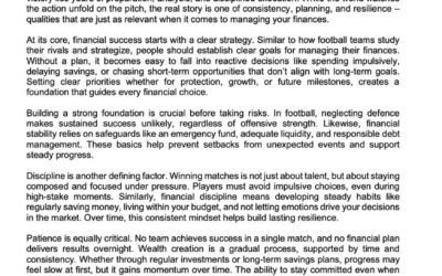 Money Matter$ – 11 June – What Football Tournaments Teach Us About Managing Money