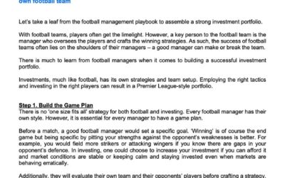Money Matter$ – 12 March – Football & Investing – How managing your wealth portfolio is like managing your own football team