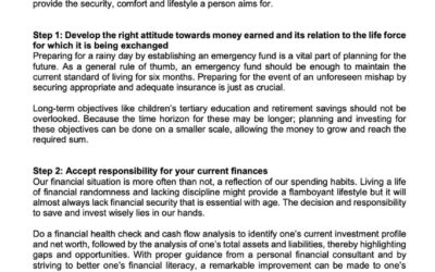 Money Matter$ – 18 June – Seven Steps towards a Positive Financial Attitude