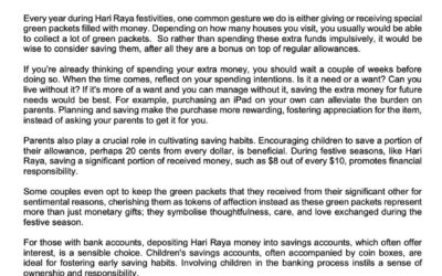 Money Matter$ – 19 March – Saving Tips for Hari Raya Green Packet Money
