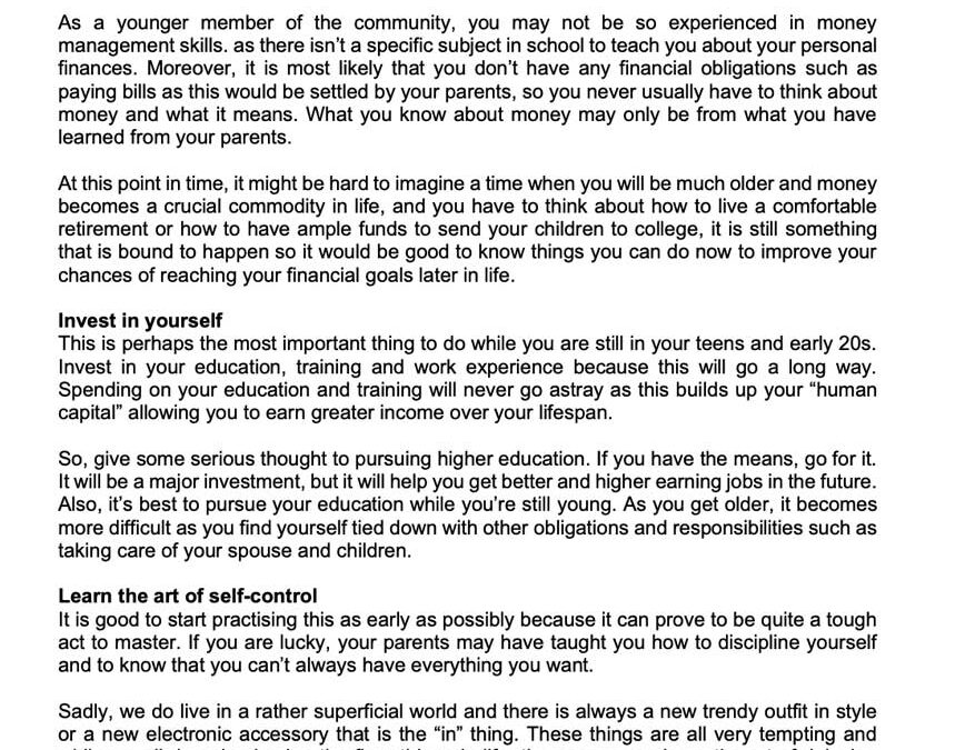 Money Matter$ – 2 July – Smart Money Tips for Young Adults