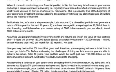 Money Matter$ – 20 Aug – Career alone may not maximise your financial position