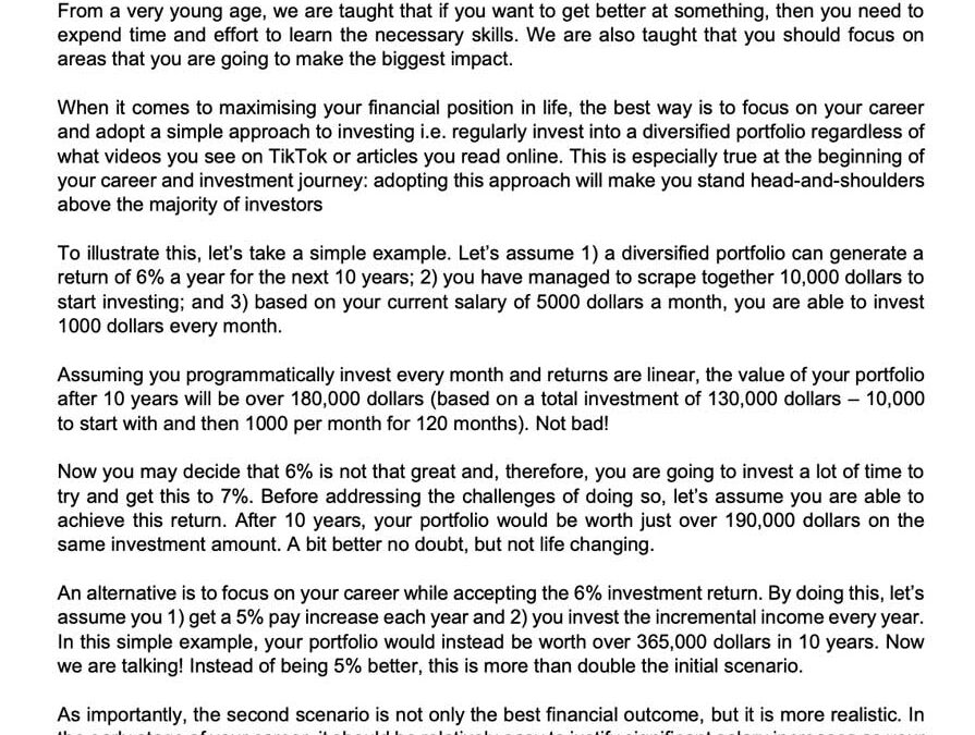 Money Matter$ – 20 Aug – Career alone may not maximise your financial position